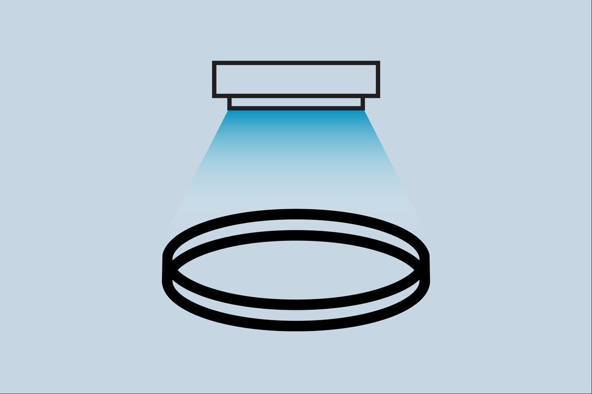 illustration of petri dish and uvc led